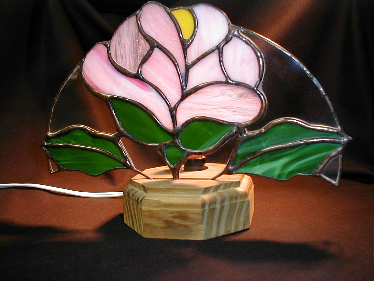 stained glass flower fan lamp