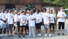 some of the walkers at start line for 2015 Notasgula WIN 3-mile Steps for the cure walk 
